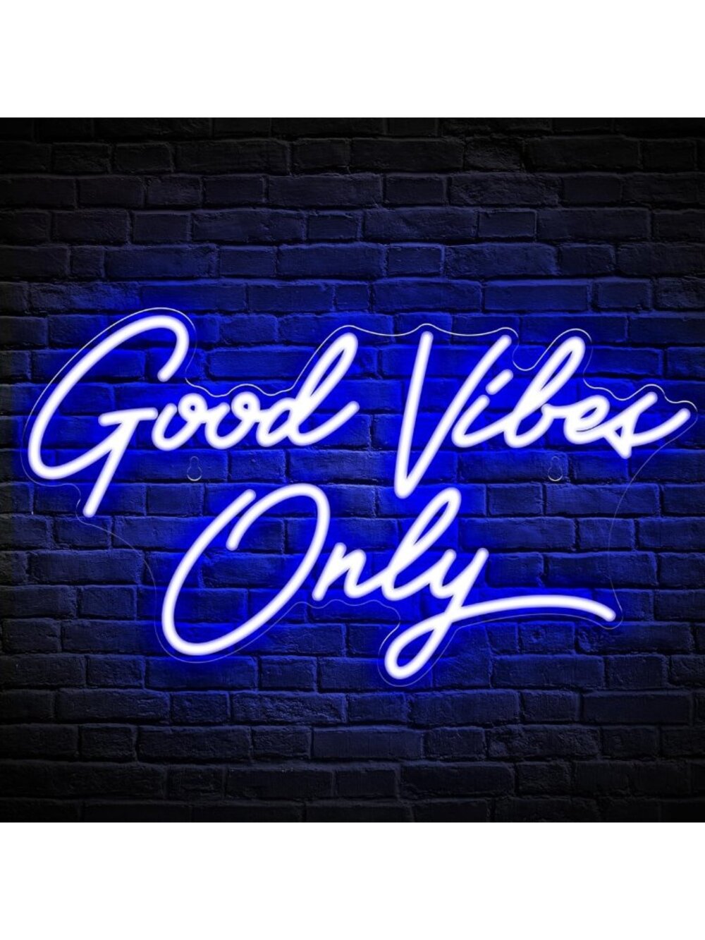 Good Vibes Only Neon Wall Sign 17.7” x 9.9” | Blue LED Decor for Bedroom, Party